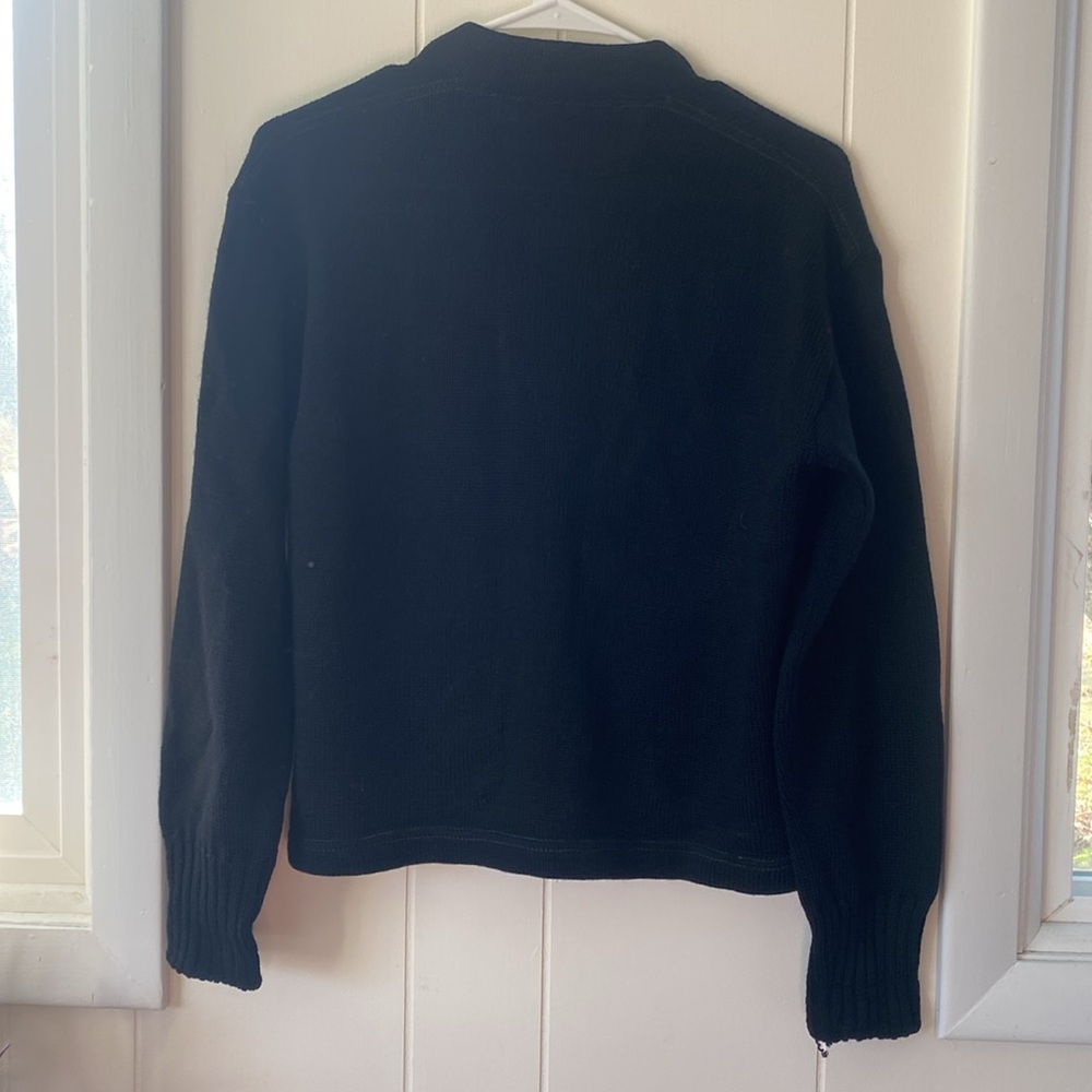 Vintage 1930s 1940s Black Wool Cardigan M - Picture 6 of 13